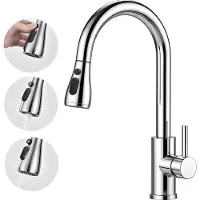 Aica Sanitär GmbH AICA Küchenarmatur Ausziehbarer Auslauf 360° Drehbar 3 Modus Edelstahl Armatur Chrom