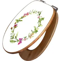 Banjado Design WC Sitz Bambus Absenkautomatik -Aquarell Blumenring - Toilettendeckel mit Absenkautomatik Holz/hochwertiger Bambus Klodeckel/WC-Sitz für alle gängigen Toiletten [TDB2 12975]