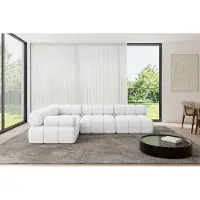 ALTDECOR Modulares Sofa Ecksofa in L-Form - Mende-L2 - 285x190x70 cm Weiß Corner modular Sofa Eckcouch Couch Wohnlandschaft Cauchsofa Polstersofa