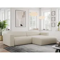 MKS Meble Ecksofa, Sofa L-Form, Wohnlandschaft L-Form, Modern Design Couch, Sofagarnitur, Couchgarnitur, Polsterecke - PASADENA -Beige Boucle - rechts seite