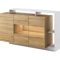 EURO-MEBLE Moderne Kommode ALVA für das Wohn-/Schlafzimmer (Mattweiß/Enkel Eiche)