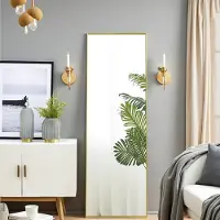 ProximaX Ganzkörperspiegel 150 x 40 cm, rechteckig, freistehend oder zur Wandmontage, Aluminiumrahmen, ideal für Badezimmer, Schlafzimmer, Eingangsbereich und Flur, goldfarben