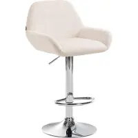BellaFurn Moderner Barhocker aus Samt – Samthocker – Hohe Sitzhöhe & 360° drehbar | Farbe: Creme | Grundfarbe: Chrom