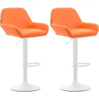 BellaFurn 2er-Set Barhocker - Kunstledersitze - 360° drehbarer Komfort | Farbe: Orange | Grundfarbe: weiß