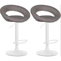 BellaFurn Barhocker-Set mit Stoffpolsterung – Küchenhocker – höhenverstellbar und ergonomisches Design. Farbe: Grau | Grundfarbe: weiß