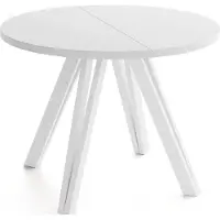 WFL GROUP Runder Esstisch Ausziehbar 100–140 cm mit Weißen Holzbeinen aus Buchenholz – Moderner Ausziehtisch für Esszimmer, Küche und Wohnzimmer – Tisch für 4–8 Personen – Weiß