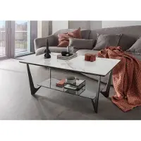 Freiraum Couchtisch >2177-19< in weiß hochglanz, Gestell Eisen - 110x42x60cm (BxHxT)