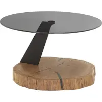 Freiraum Couchtisch >BILOXI< in Eiche / schwarz, Glas / Massivholz / Metall - 45x75 (HxD)