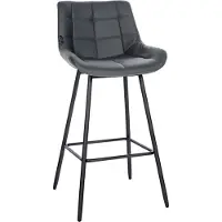 BellaFurn Moderner Barhocker - Hocker - Bequemer Sitzkomfort, Samt oder Kunstleder, stabiles Untergestell | Farbe: Grau | Material: Kunstleder