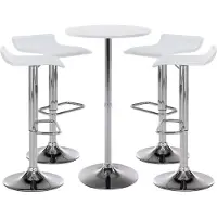 BellaFurn Rundes Bartisch-Set – höhenverstellbare Barhocker – pflegeleichtes Kunstleder | Farbe: Weiß