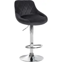 BellaFurn Samt-Barhocker – Eleganter Hocker – 360° drehbarer Sitz mit Gaslift und Fußstütze | Farbe: dunkelgrau, Grundfarbe: Chrom