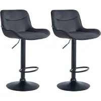 BellaFurn Barhocker-Set aus Samt – Hochhocker – Bequemer, verstellbarer Sitz mit 360°-Drehfunktion | Farbe: Schwarz | Grundfarbe: Schwarz