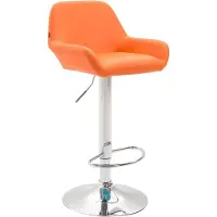 BellaFurn Barhocker Kunstleder - Hocker - 360° drehbarer Sitz, höhenverstellbar | Farbe: Orange | Grundfarbe: Chrom