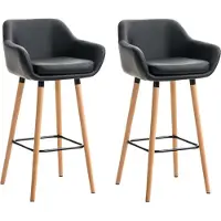 BellaFurn 2er-Set Barhocker im Sesselstil, bequemer Sitz, Kunstleder und Holzgestell