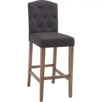 BellaFurn Eleganter Barhocker – Barhocker aus Gummi – Hoher Sitzkomfort – Robustes Rubberhout-Gestell | Kleidungsfarbe: Antiker Heiler | Farbe: dunkelgrau