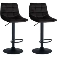 BellaFurn 2-teiliges Set Barhocker - Küchenhocker - Verstellbarer Sitz für optimalen Komfort | Farbe: Schwarz | Grundfarbe: Schwarz