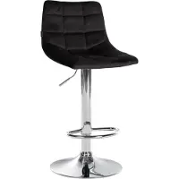 BellaFurn Verstellbarer Barhocker aus Samt – Eleganter Hocker – 360° drehbarer Komfort | Farbe: Schwarz | Grundfarbe: Chrom