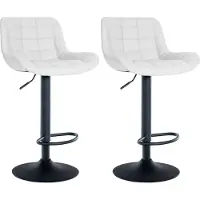 BellaFurn 2-teiliges Set eleganter Barhocker - Barhocker - Höhenverstellbar | Farbe: Weiß | Material: Kunstleder