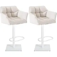 BellaFurn Set aus 2 verstellbaren Barhockern – Hochhocker – Extra Sitzkomfort | Grundfarbe: Weiß | Farbe: Weiß