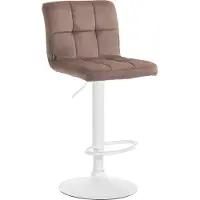 BellaFurn Samt-Barhocker – Komforthocker – verstellbar und drehbar für ultimatives einfaches Sitzen | Farbe: Braun | Grundfarbe: weiß