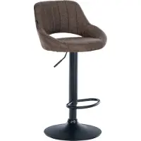 BellaFurn Moderner Barhocker - Hocker - Höhenverstellbar, 360° drehbar & Stoffpolsterung | Farbe: Braun | Grundfarbe: Schwarz