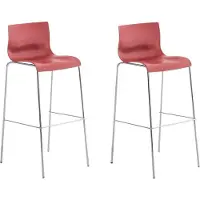 BellaFurn 2-teiliges Barhocker-Set - Barhocker - Ergonomischer Komfort für längeres Sitzen | Farbe: Rot | Grundfarbe: Chrom