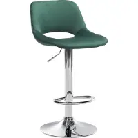 BellaFurn Samt-Barhocker – hoher Hocker – höhenverstellbar und drehbar für zusätzlichen Komfort | Farbe: Grün | Material Basis: Metall in Chromoptik