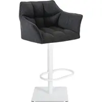 BellaFurn Barhocker mit Stoffbezug - Küchenhocker - Höhenverstellbar, Edelstahlfuß | Farbe: dunkelgrau, Grundfarbe: weiß