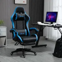 Sweiko Bürostuhl, Gamingstuhl, 1 Kopfstütze, 1 Lendenstütze, Blau + Schwarz