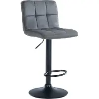 BellaFurn Samt-Barhocker – Komforthocker – verstellbar und drehbar für ultimatives einfaches Sitzen | Farbe: dunkelgrau, Grundfarbe: schwarz