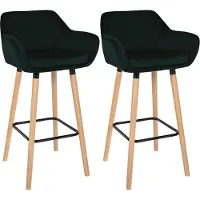 BellaFurn Barhocker, Samthocker, hoher Sitzkomfort - Modern - Buchenholz | Farbe: Grün