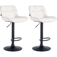 BellaFurn Barhocker-Set aus Samt – Hochhocker – Bequemer, verstellbarer Sitz mit 360°-Drehfunktion | Farbe: Creme | Grundfarbe: Schwarz