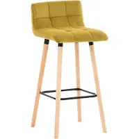 BellaFurn Samt Barhocker - Samthocker - Hoher Sitzkomfort mit Rückenlehne | Farbe: Gelb