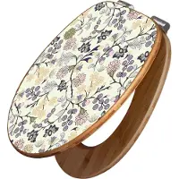 Banjado Design WC Sitz Bambus Absenkautomatik -Florale Tapete - Toilettendeckel mit Absenkautomatik Holz/hochwertiger Bambus Klodeckel/WC-Sitz für alle gängigen Toiletten [TDB2 10552]