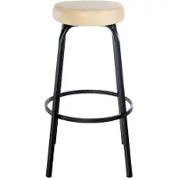 BellaFurn Barhocker mit runder Sitzfläche – Hochhocker – Robustes Gestell aus schwarzem Metall, bequeme Fußstütze | Farbe: Creme | Material: Kunstleder