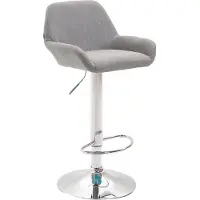 BellaFurn Barhocker Stoff - Sitzhocker - Lackierte Rückenlehne - Höhenverstellbar | Farbe: Grau | Grundfarbe: Chrom