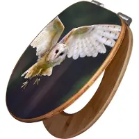 Banjado Design WC Sitz Bambus Absenkautomatik -Schleiereule - Toilettendeckel mit Absenkautomatik Holz/hochwertiger Bambus Klodeckel/WC-Sitz für alle gängigen Toiletten [TDB2 10503]