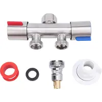 Gistuch 2-Wege-Schlauchverteiler G1/2, Edelstahl 304, präzise Doppelsteuerung, auslaufsicherer Wasserhahn-Umsteller für Waschmaschine, Küche, Garten