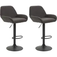 BellaFurn Set mit 2 verstellbaren Barhockern – Barhocker – bequeme Rückenlehne und Fußstütze | Farbe: dunkelgrau, Grundfarbe: schwarz