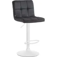 BellaFurn Samt-Barhocker – Komforthocker – verstellbar und drehbar für ultimatives einfaches Sitzen | Farbe: Schwarz | Grundfarbe: weiß