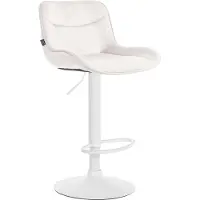 BellaFurn Verstellbarer Barstuhl aus Samt – Hocker – 360° drehbar, hoher Komfort | Farbe: Creme | Grundfarbe: weiß