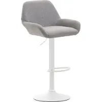 BellaFurn Barhocker Stoff - Sitzhocker - Lackierte Rückenlehne - Höhenverstellbar | Farbe: Grau | Grundfarbe: weiß