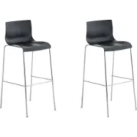 BellaFurn 2-teiliges Barhocker-Set - Barhocker - Ergonomischer Komfort für längeres Sitzen | Farbe: Schwarz | Grundfarbe: Chrom