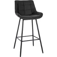 BellaFurn Moderner Barhocker - Hocker - Bequemer Sitzkomfort, Samt oder Kunstleder, stabiles Untergestell | Farbe: Schwarz | Material: Kunstleder