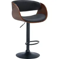 BellaFurn Barhocker aus Kunstleder – Hocker – höhenverstellbar und bequemer Sitz, Farbe: Walnuss/Schwarz | Grundfarbe: Schwarz