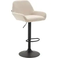 BellaFurn Barhocker Stoff - Sitzhocker - Lackierte Rückenlehne - Höhenverstellbar | Farbe: Creme | Grundfarbe: Schwarz