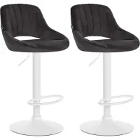 BellaFurn 2-teiliges Set Samt-Barhocker – Samt – höhenverstellbar, 360 Grad drehbar | Farbe: Schwarz | Materialbasis: Metall mattweiß