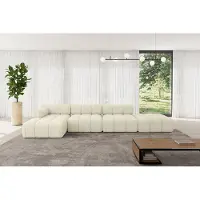 ALTDECOR Modulares Sofa Ecksofa in L-Form - Lizur-L2 - 380x160x70 cm Beige Corner modular Sofa Eckcouch Couch Wohnlandschaft Cauchsofa Polstersofa
