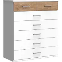 Freiraum Kommode "Click" aus Spanplatte in Weiß mit 7 Schubladen. Abmessungen (B/H/T) 90x106x40 cm