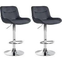 BellaFurn Barhocker-Set aus Samt – Hochhocker – Bequemer, verstellbarer Sitz mit 360°-Drehfunktion | Farbe: Schwarz | Grundfarbe: Chrom